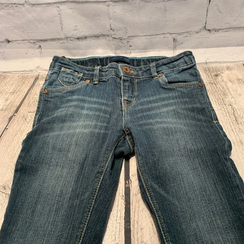 LEVI’S Girls Skinny Fit Jeans With Adjustable Waistband - Dark Wash / Size: 8R